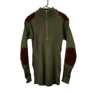 Rothco Military Sweater XL Men Olive Green Ribbed Elbow Patches Commando Mock